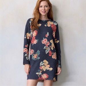 LC Lauren Conrad Navy Floral Sweater Dress